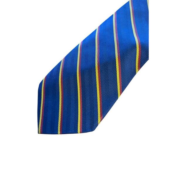 Brooks Brothers Makers USA Made Diagonal Striped Blue Neck Tie Silk Herringbone - Picture 5 of 12